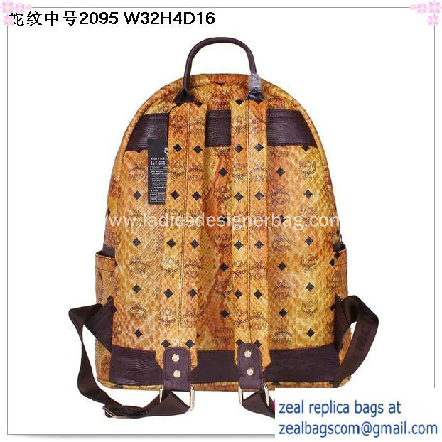 High Quality Replica MCM Armour Medium Backpack Snake Leather MC2095 Wheat